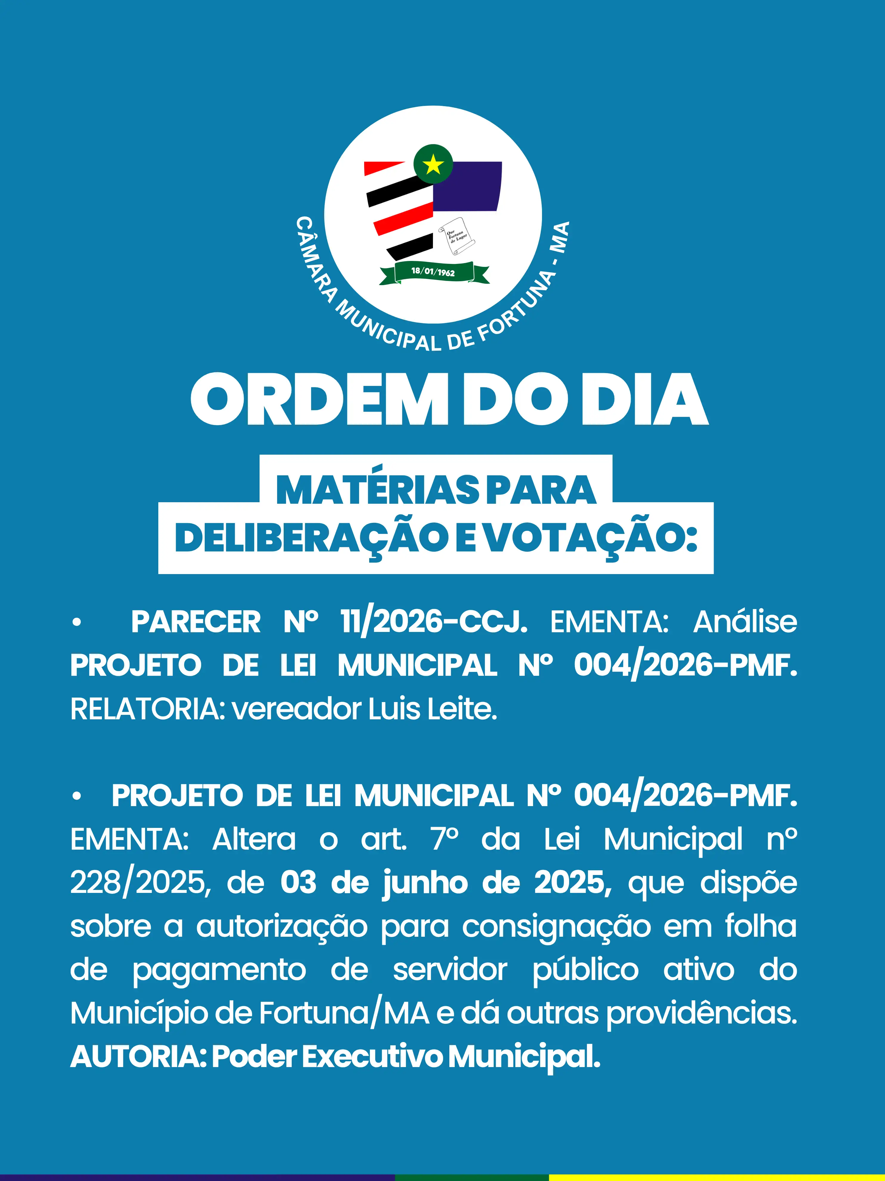 Foto 1 – Câmara Municipal de Fortuna realiza 15ª Sessão Ordinária com apreciação de projetos de interesse público