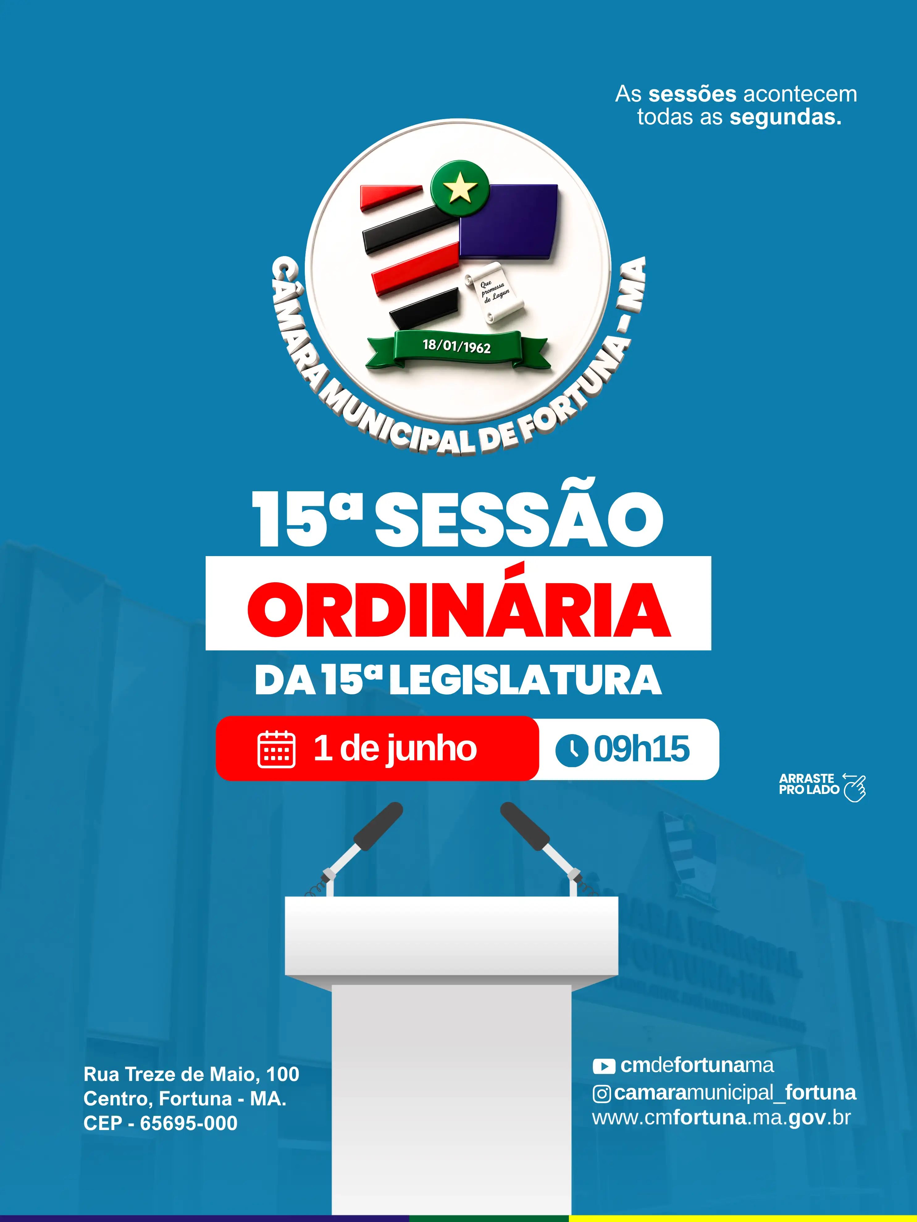Câmara Municipal de Fortuna realiza 15ª Sessão Ordinária com apreciação de projetos de interesse público